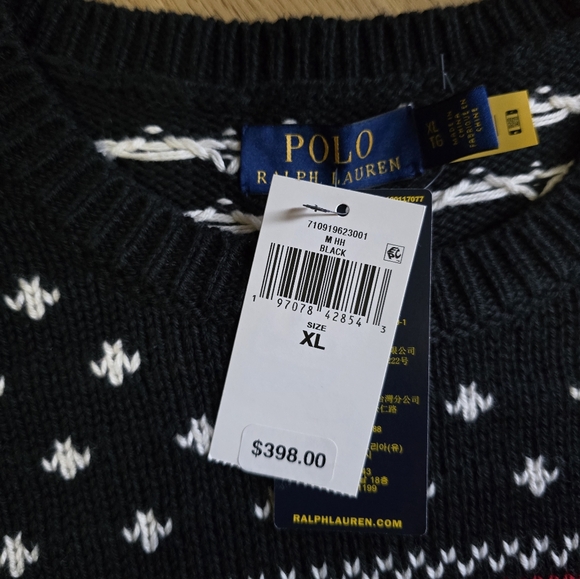 Men's Polo Ralph Lauren Cotton Cashmere Raindeer Sweater & Socks L, XL - Picture 8 of 9